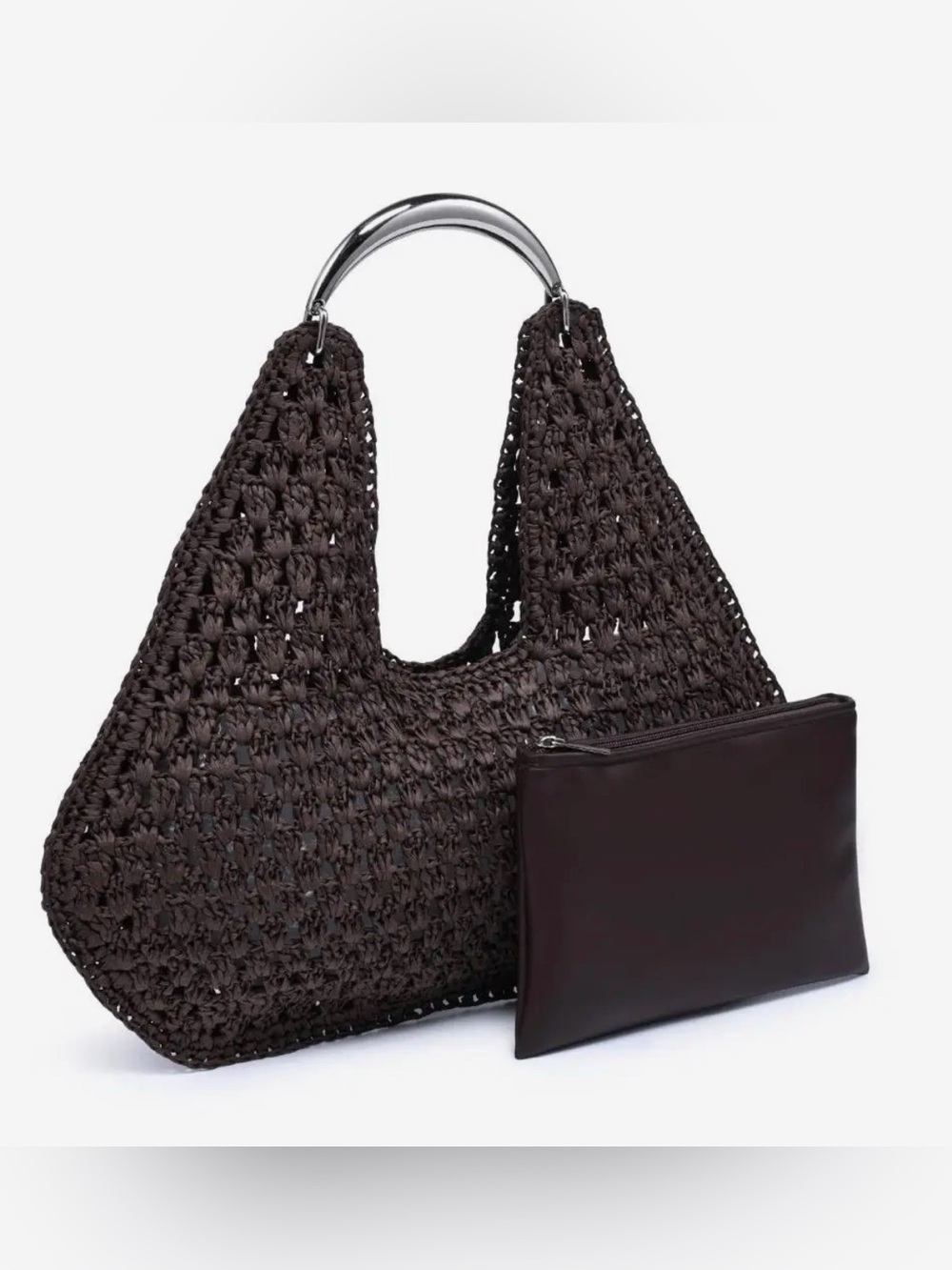 Urban Expressions Chocolate Iris Hobo Woven Tote Bag - Picture 6 of 9